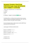 Inorganic Chemistry Final Exam  UPDATED Study Guide QUESTIONS  AND CORRECT ANSWERS