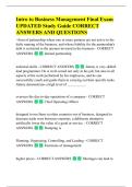 Intro to Business Management Final Exam  UPDATED Study Guide CORRECT  ANSWERS AND QUESTIONS