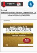 Test Bank  For Radiologic Science For Technologists 13th Edition &lpar;Mosby&comma; &rpar; By Bushong And Shields Newly Updated 2026&excl;&excl;&excl;
