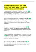 Introduction to business final exam  UPDATED Study Guide CORRECT  ANSWERS AND QUESTIONS 