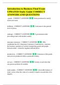 Introduction to Business Final Exam  UPDATED Study Guide CORRECT  ANSWERS AND QUESTIONS  