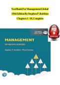 TEST BANK For Management Global&comma; 15th Edition By Stephen P&period; Robbins&comma; Verified Chapters 1 - 18&comma; Complete