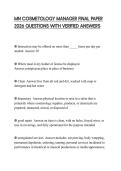 MN COSMETOLOGY MANAGER FINAL PAPER 2026 QUESTIONS WITH VERIFIED ANSWERS