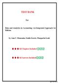 TEST BANK -  Data and Analytics in Accounting An Integrated Approach 1st Edition by Ann C&period; Dzuranin&comma; Guido Geerts&comma; Margarita Lenk &vert; All Chapters&period;