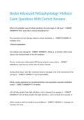 Baylor Advanced Pathophysiology Midterm Exam Questions With Correct Answers