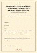 NERC Reliability Coordinator &lpar;RC&rpar; Certification Exam A&B ALL QUESTIONS AND CORRECT ANSWERS LATEST UPDATE THIS YEAR