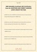 NERC Reliability Coordinator &lpar;RC&rpar; Certification Exam ALL QUESTIONS AND CORRECT ANSWERS LATEST UPDATE THIS YEAR