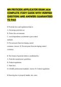 MN PESTICIDE APPLICATOR EXAM 2026 COMPLETE STUDY GUIDE WITH VERIFIED QUESTIONS AND ANSWERS GUARANTEED TO PASS