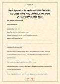 Basic Appraisal Procedures FINAL EXAM ALL 500 QUESTIONS AND CORRECT ANSWERS LATEST UPDATE THIS YEAR