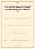VADETS &lpar;Virginia Association of Driver Education & Traffic Safety&rpar; FINAL EXAM A&B ALL QUESTIONS AND CORRECT ANSWERS LATEST UPDATE THIS YEAR