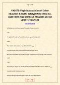 VADETS &lpar;Virginia Association of Driver Education & Traffic Safety&rpar; FINAL EXAM ALL QUESTIONS AND CORRECT ANSWERS LATEST UPDATE THIS YEAR