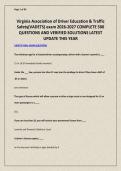Virginia Association of Driver Education & Traffic Safety &lpar;VADETS&rpar; exam 2026-2027 COMPLETE 550 QUESTIONS AND VERIFIED SOLUTIONS LATEST UPDATE THIS YEAR