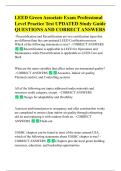 LEED Green Associate Practice Exam  Questions UPDATED Study Guide  QUESTIONS AND CORRECT ANSWERS