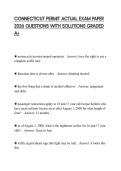 CONNECTICUT PERMIT ACTUAL EXAM PAPER 2026 QUESTIONS WITH SOLUTIONS GRADED A&plus;