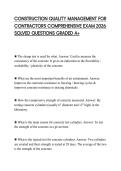 CONSTRUCTION QUALITY MANAGEMENT FOR CONTRACTORS COMPREHENSIVE EXAM 2026 SOLVED QUESTIONS GRADED A&plus;