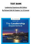 Leadership Experience 8th Edition by Richard L&period; Daft &vert; All Chapters 1&ndash;15 &vert; Complete Test Bank