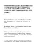CONSTRUCTION QUALITY MANAGEMENT FOR CONTRACTORS FINAL EXAM SCRIPT 2026 COMPLETE QUESTIONS AND ANSWERS 100&percnt; CORRECT
