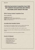 HOSA Nursing Assistant Competition Exam 2026-2027 COMPLETE 200 QUESTIONS AND VERIFIED SOLUTIONS LATEST UPDATE THIS YEAR