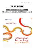 Information Technology Auditing 4th Edition by James A&period; Hall &vert; Chapters 1&ndash;12 &vert; Complete Test Bank