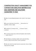 CONSTRUCTION QUALITY MANAGEMENT FOR CONTRACTORS SIMULATION MIDTERM EXAM 2026 QUESTIONS AND SOLUTIONS GUARANTEED TO PASS