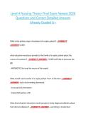 Level 4 Nursing Theory Final Exam Newest 2026  Questions and Correct Detailed Answers  Already Graded A&plus; 