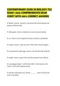 CONTEMPORARY ISSUES IN BIOLOGY TCU EXAM 1 2026 COMPREHENSIVE EXAM SCRIPT WITH 100&percnt; CORRECT ANSWERS
