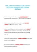NUR 314 Exam 1 Newest 2026 Questions  and Correct Detailed Answers Already  Graded A&plus; 