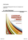 Test Bank  -  Leadership and Management for Nurses Core Competencies for Quality Care&comma; 5th Edition by Anita Finkelman &vert; All Chapters&period;