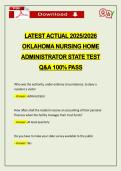 LATEST ACTUAL 2026 OKLAHOMA NURSING HOME ADMINISTRATOR STATE TEST Q&A 100&percnt; PASS