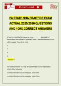 PA STATE NHA PRACTICE EXAM ACTUAL 2026 QUESTIONS AND 100&percnt; CORRECT ANSWERS