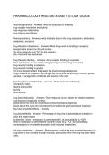 PHARMACOLOGY HNG 540 EXAM 1 STUDY GUIDE
