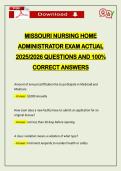 MISSOURI NURSING HOME ADMINISTRATOR EXAM ACTUAL 2026 QUESTIONS AND 100&percnt; CORRECT ANSWERS
