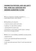 WASHINGTON PESTICIDE LAWS AND SAFETY FINAL PAPER 2026 QUESTIONS WITH ANSWERS GUARANTEED TO PASS