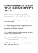 WASHINGTON PESTICIDE LAWS AND SAFETY TEST BANK 2026 COMPLETE QUESTIONS AND SOLUTIONS