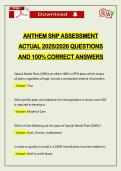 ANTHEM SNP ASSESSMENT ACTUAL 2026 QUESTIONS AND 100&percnt; CORRECT ANSWERS