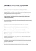 COMM101 Final University of Idaho Exam Review Examples Questions And Answers Solved&period;