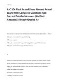 AIC 304 Final Actual Exam Newest Actual  Exam With Complete Questions And  Correct Detailed Answers &lpar;Verified  Answers&rpar; &vert;Already Graded A&plus;