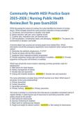 Community Health HESI Practice Exam 2025&ndash;2026&colon; Nursing Review & PraPass the 2026 Community Health HESI&colon; Practice Exam & Public Health Nursing Reviewctice Questions