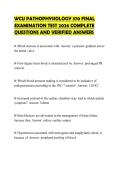 WCU PATHOPHYSIOLOGY 370 FINAL EXAMINATION TEST 2026 COMPLETE QUESTIONS AND VERIFIED ANSWERS
