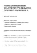 WCU PATHOPHYSIOLOGY MIDTERM EXAMINATION TEST PAPER 2026 QUESTIONS WITH CORRECT ANSWERS GRADED A&plus;
