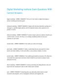 Digital Marketing Institute Exam Questions With Correct Answers 