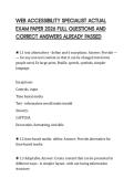 WEB ACCESSIBILITY SPECIALIST ACTUAL EXAM PAPER 2026 FULL QUESTIONS AND CORRECT ANSWERS ALREADY PASSED