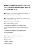 WEB ACCESSIBILITY SPECIALIST EXAM STUDY GUIDE 2026 PRACTICE QUESTIONS WITH FULL SOLUTION GRADED A&plus;