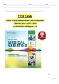 TEST BANK Medical Assisting Administrative & Clinical Competencies &lpar;MindTap Course List&rpar; 9th Edition by Michelle Blesi&comma; All Chapters 1- 58 fully covered ISBN&colon; 9780357502815