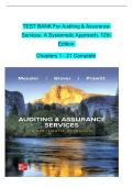 Test Bank for Auditing & Assurance Services&comma; 12th Edition by William Messier &vert; All Chapters