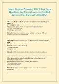 Dental Hygiene Prometric OSCE Test Exam Questions And Correct Answers &lpar;Verified Answers&rpar; Plus Rationales 2026 Q&A