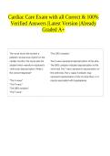 Cardiac Care Exam with all Correct & 100&percnt; Verified Answers &vert;Latest Version &vert;Already Graded A&plus;  