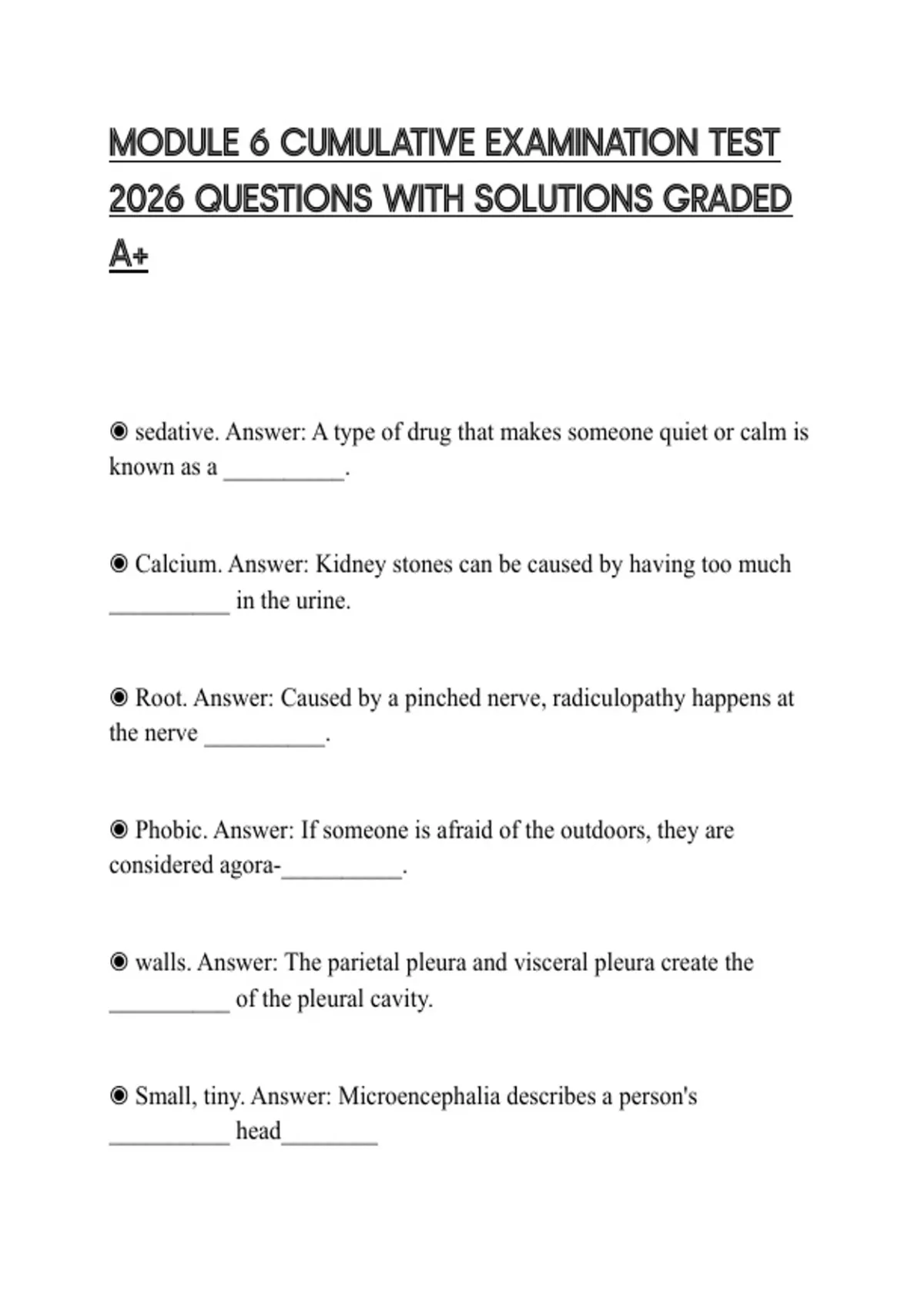 MODULE 6 CUMULATIVE EXAMINATION TEST 2026 QUESTIONS WITH SOLUTIONS ...