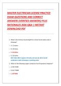 MASTER ELECTRICIAN LICENSE PRACTICE EXAM QUESTIONS AND CORRECT ANSWERS &lpar;VERIFIED ANSWERS&rpar; PLUS RATIONALES 2026 Q&A &vert; INSTANT DOWNLOAD PDF