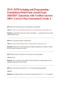WGU D278 Scripting and Programming - Foundations Final Exam Actual Exam  2026&sol;2027 &vert; Questions with Verified Answers 100&percnt; Correct &vert; Pass Guaranteed &vert; Grade A